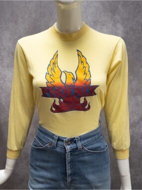 Sold - Vintage Fine by D&D Phoenix Graphic Long Sleeve T-Shirt Yellow Size S